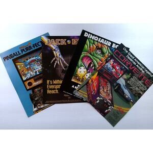 Pinball FLYERS Lot Of 4 Corvette Dinosaur Eggs Jackbot Bad Cats Original Vintage